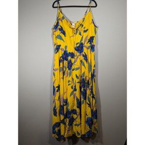 For The Republic Yellow‎ Floral Sleeveless Summer Maxi Dress Women Size L